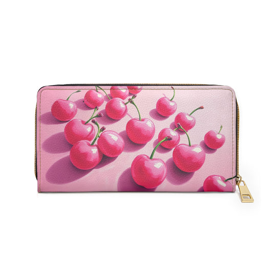 Zipper Wallet - Sweet Pink Cherries Artwork - LucyKay store