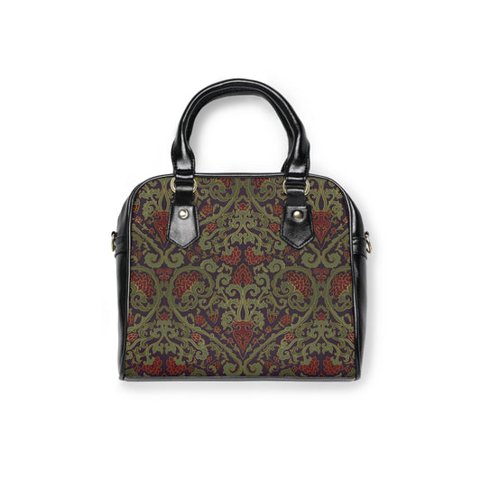 Vintage Damask Handbag – Olive & Rust Tapestry Shoulder Bag - LucyKay store