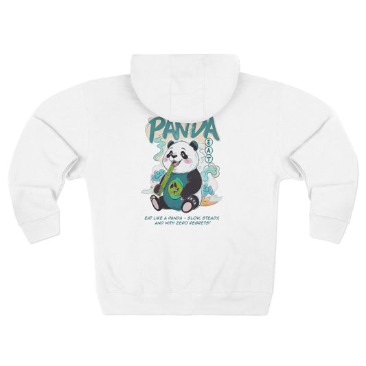 Panda Zip - Up Hoodie | Cute Bamboo Graphic White Sweatshirt - LucyKay store