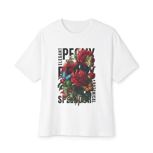 Peony Floral Oversized Tee - Vintage Botanical Boxy T-Shirt - LucyKay store