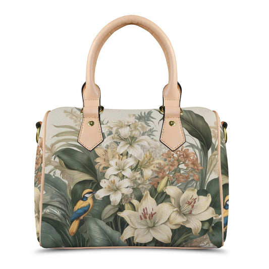 Tropical Floral Bird Print PU Leather Handbag - LucyKay store