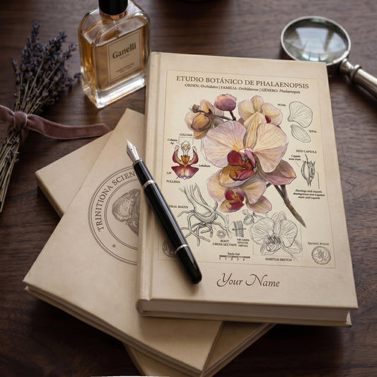 Personalized Botanical Orchid Hardcover Journal – Custom Name Floral Notebook - LucyKay store