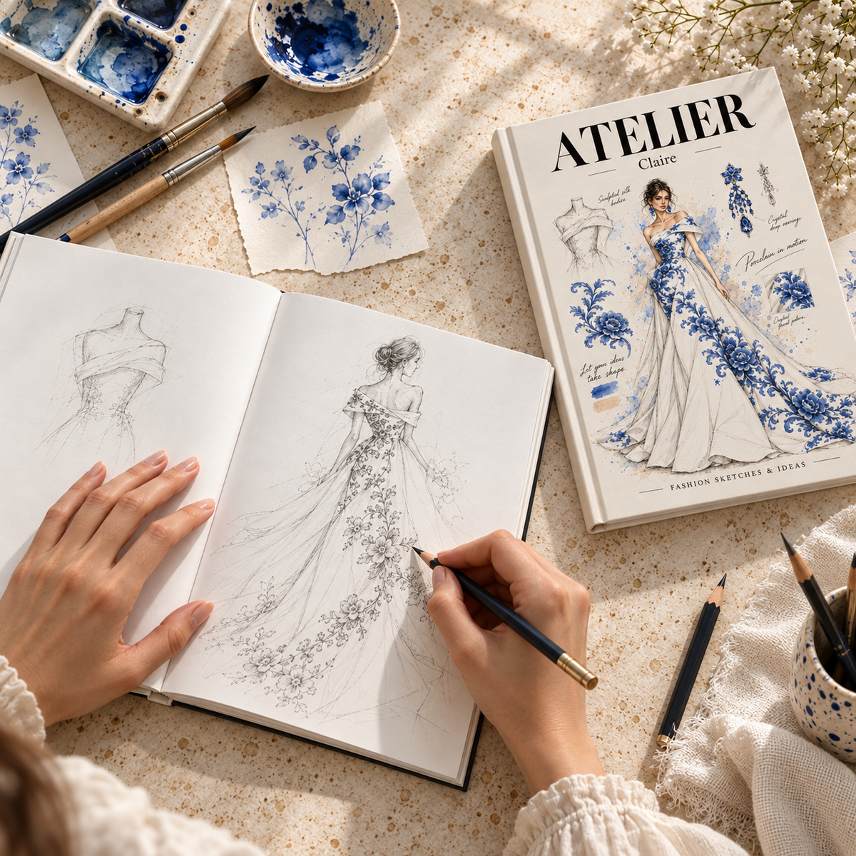 Personalized Fashion Sketchbook, Hardcover Blank Journal