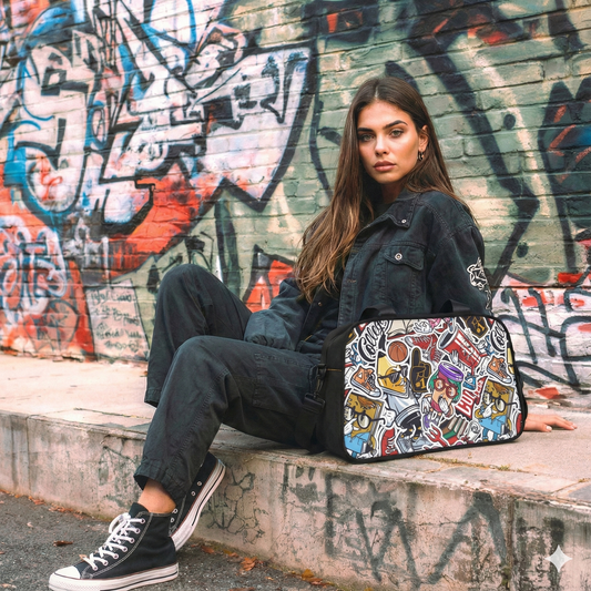 Fitness Handbag - Doodle Comicscape - LucyKay store