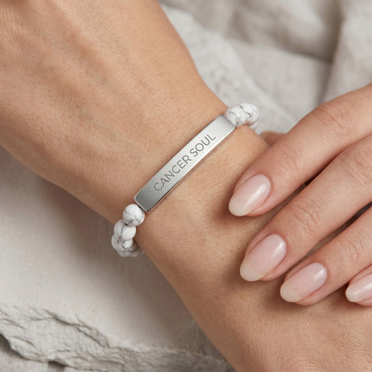 Cancer Zodiac Engraved Stone Bar Bracelet — Personalized Gift