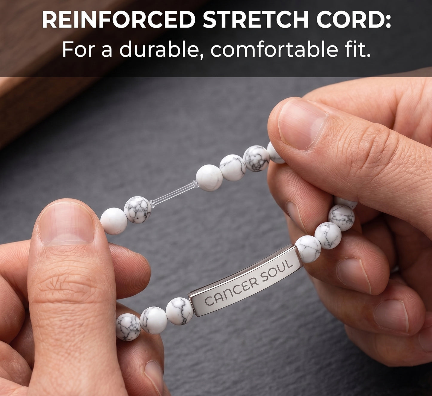 Cancer Zodiac Engraved Stone Bar Bracelet — Personalized Gift