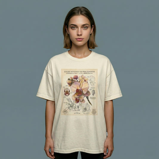 Vintage Botanical Orchid T-Shirt | Floral Graphic Tee - LucyKay store