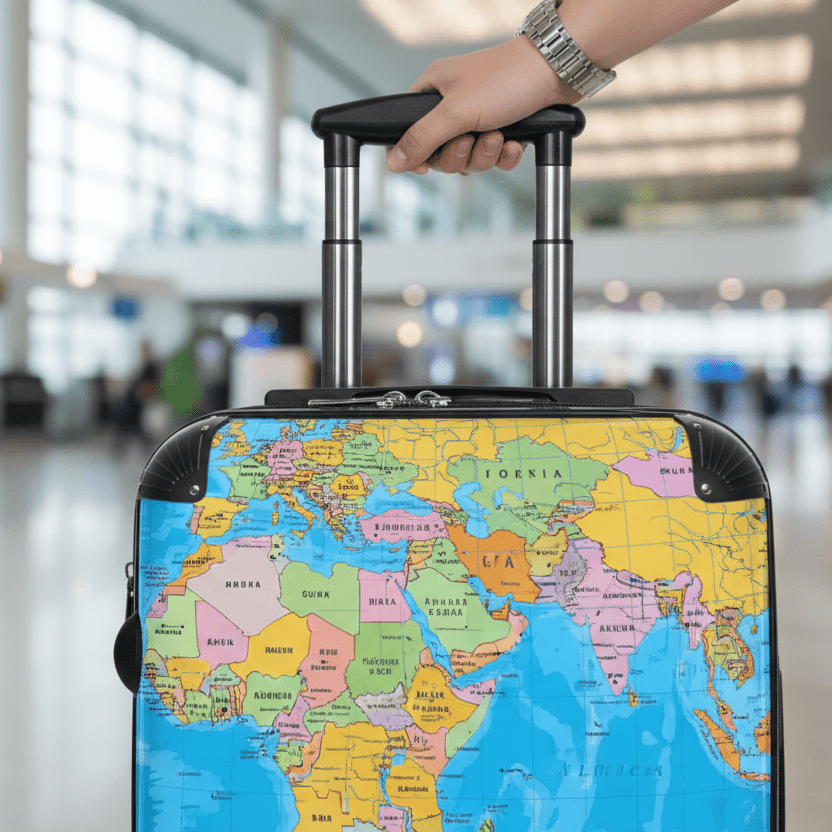 World Map Suitcase - Political Map Travel Luggage - LucyKay store