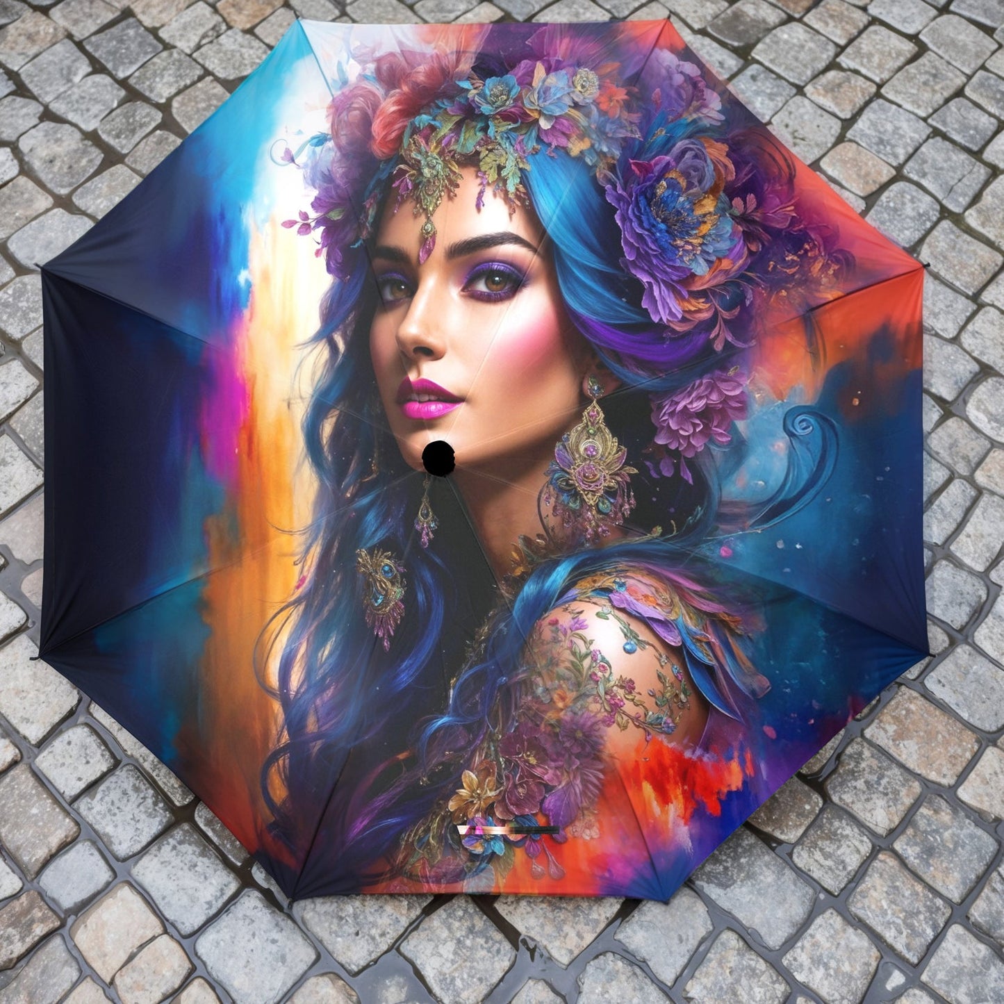 Colorful Artistic Floral Umbrella - Semi - Automatic Foldable - LucyKay store
