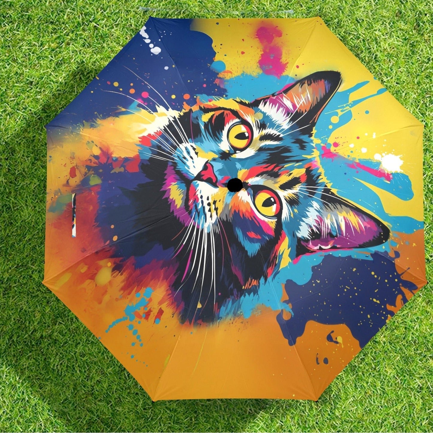 Colorful Cat Design Semi - Automatic Foldable Umbrella - LucyKay store