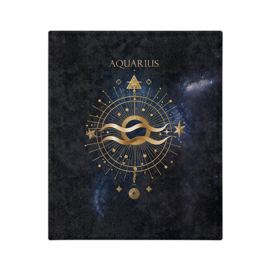 Fleece Blanket - Aquarius Zodiac Celestial Design - LucyKay store