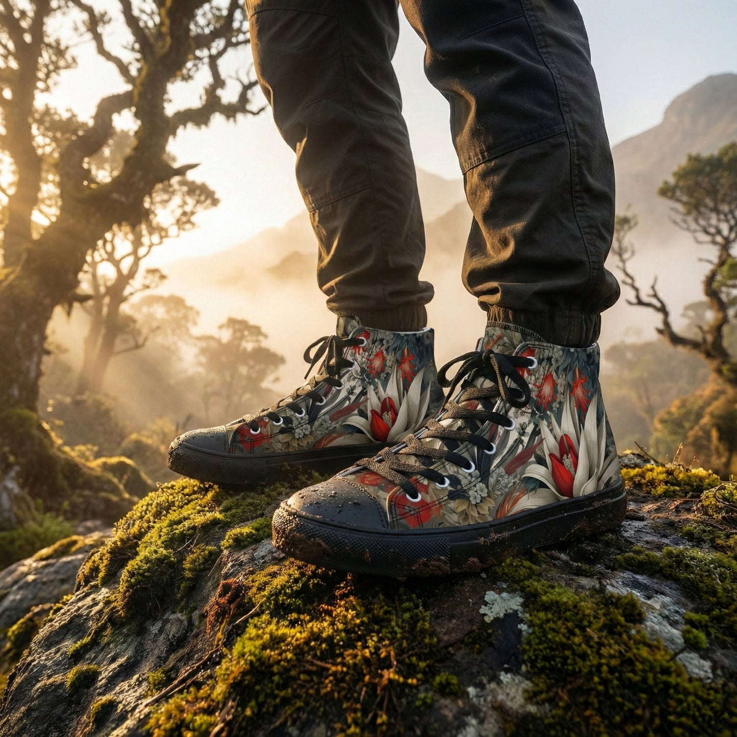 Women's Floral High - Top Canvas Sneakers | Comfortable Artistic Shoes - LucyKay store