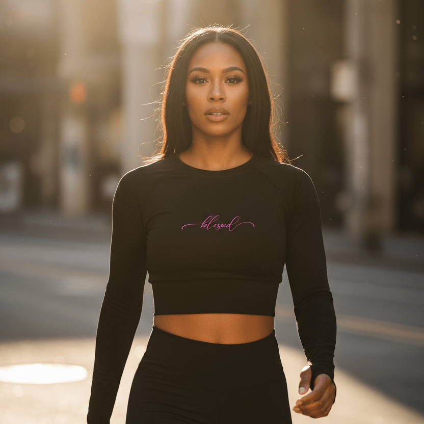 Long Sleeve Crop Top | Eco - Friendly Recycled Athletic Wear - LucyKay store