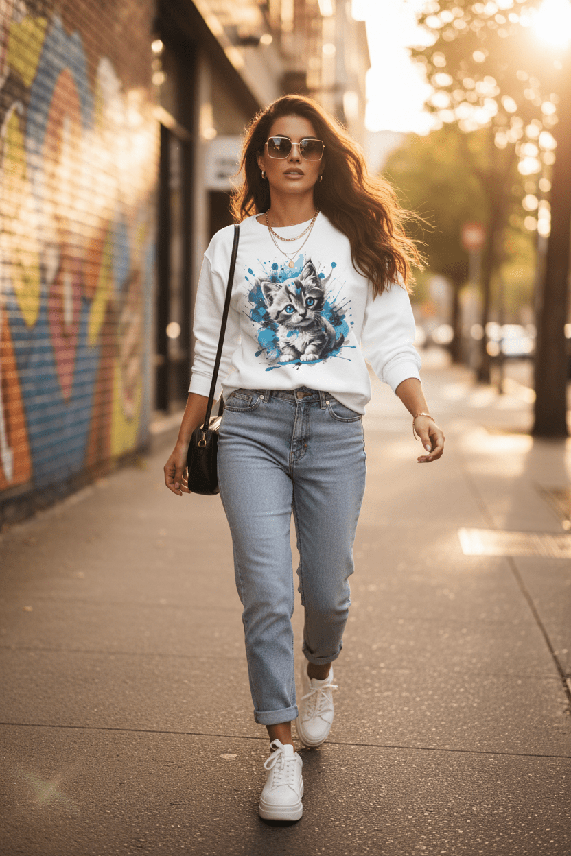 Kitten Watercolor Sweatshirt | Cute Cat Lover Crewneck Gift - LucyKay store