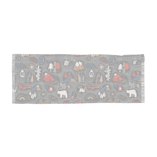 Light Scarf - Camping and Hiking Doodles Seamless Pattern - LucyKay store