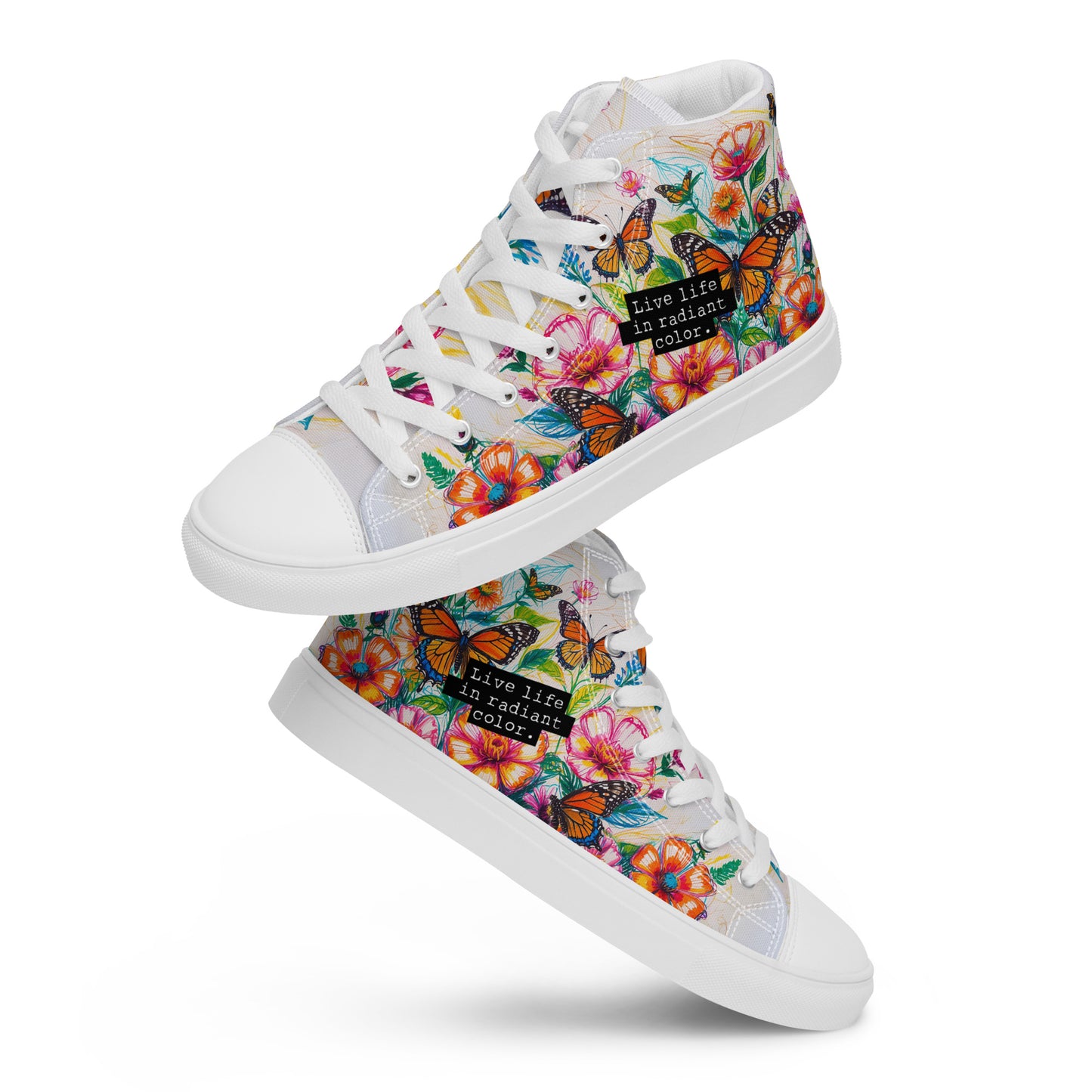 Men's Floral & Butterfly High - Top Canvas Shoes - LucyKay store