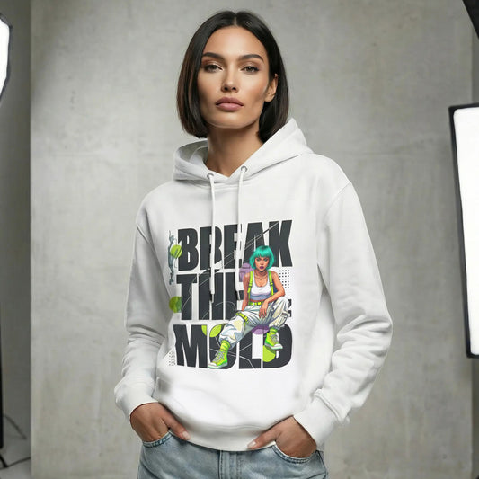 Break The Mold Hoodie | Bold Typography, Neon Accent - LucyKay store