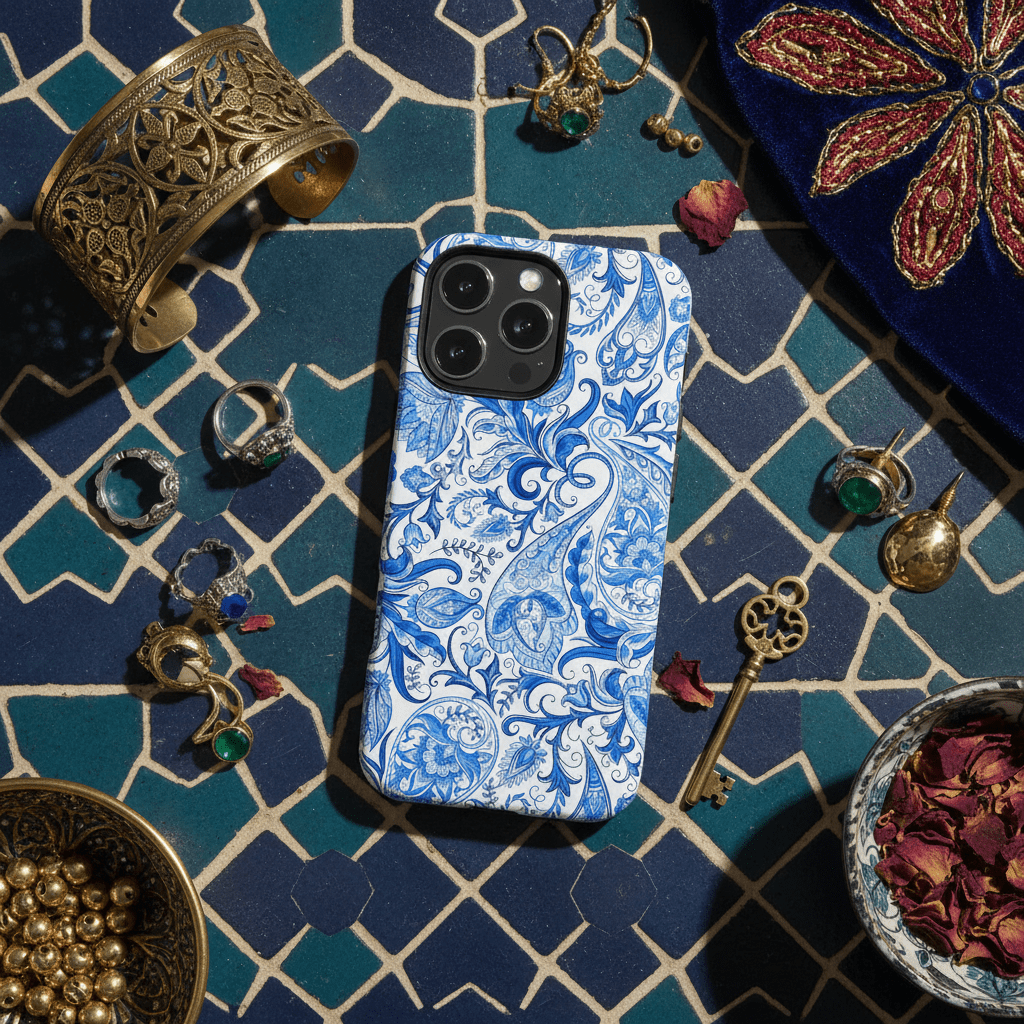 Blue Floral Paisley Tough Phone Case - 2 - Piece Protective - LucyKay store