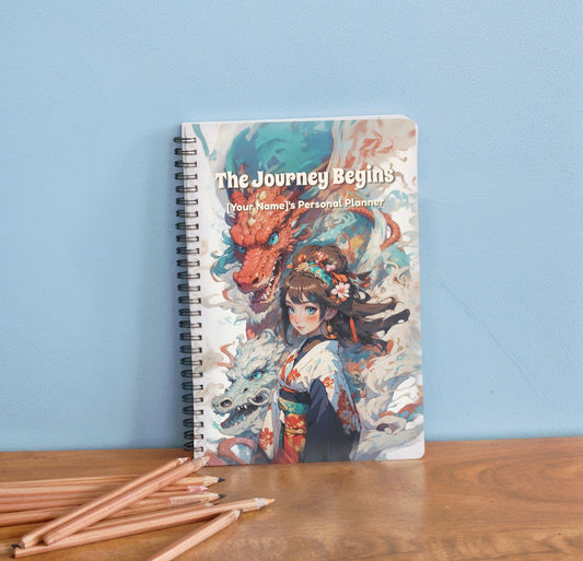 Personalized Hardcover Spiral Undated Planner - 'The Journey Begins' - LucyKay store