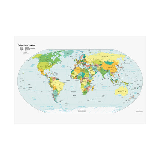 Political World Map Satin Poster - Vibrant Educational Wall Art - LucyKay store