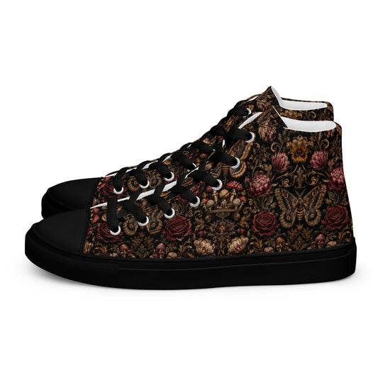 Dark Romantic High Top Canvas Shoes – Gothic Floral