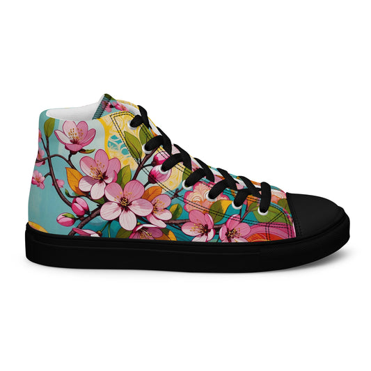 Women’s Floral High Top Sneakers – Colorful Canvas Streetwear Shoes - LucyKay store