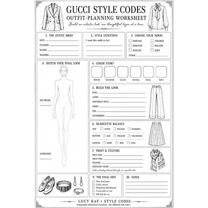Style Codes: Gucci-Inspired Printable Pack – Free Fashion Coloring Pages & Outfit Planner
