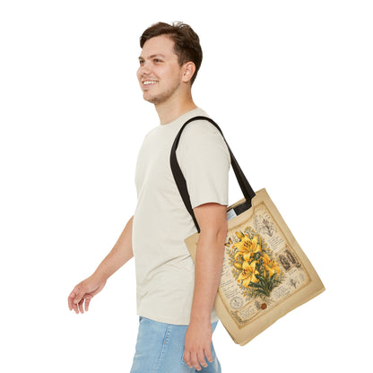Yellow Lily Botanical Vintage Tote Bag