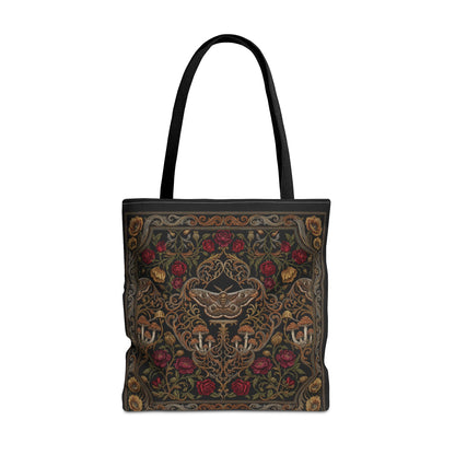 Gothic Rose Tote Bag – Vintage Floral Filigree Print | Black