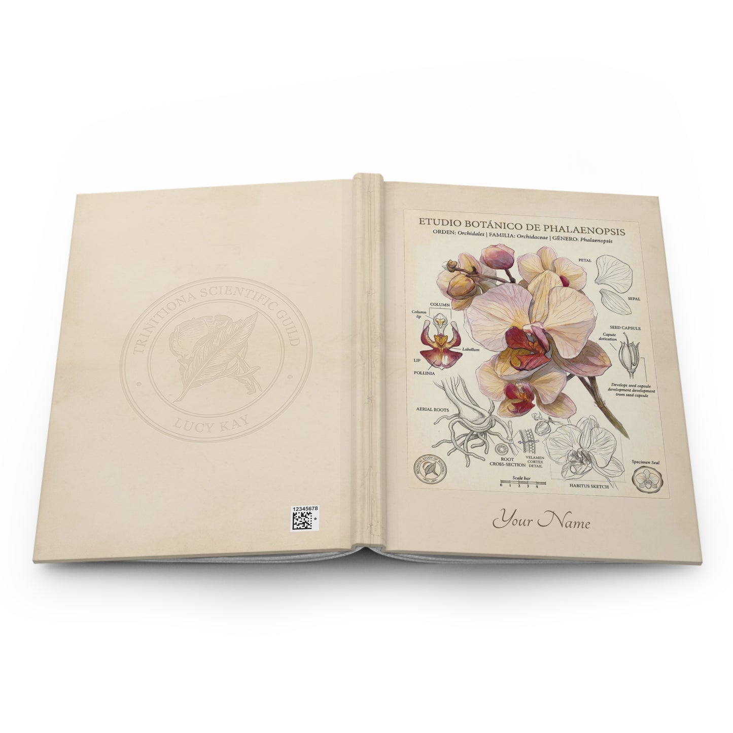 Personalized Botanical Orchid Hardcover Journal – Custom Name Floral Notebook - LucyKay store