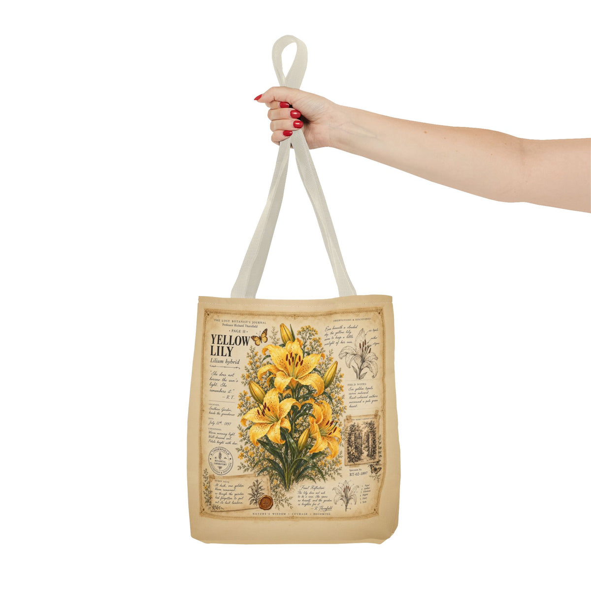 Yellow Lily Botanical Vintage Tote Bag