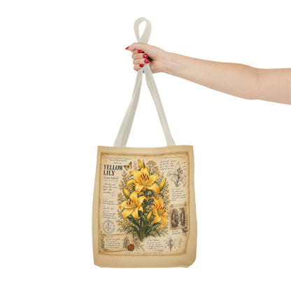 Yellow Lily Botanical Vintage Tote Bag
