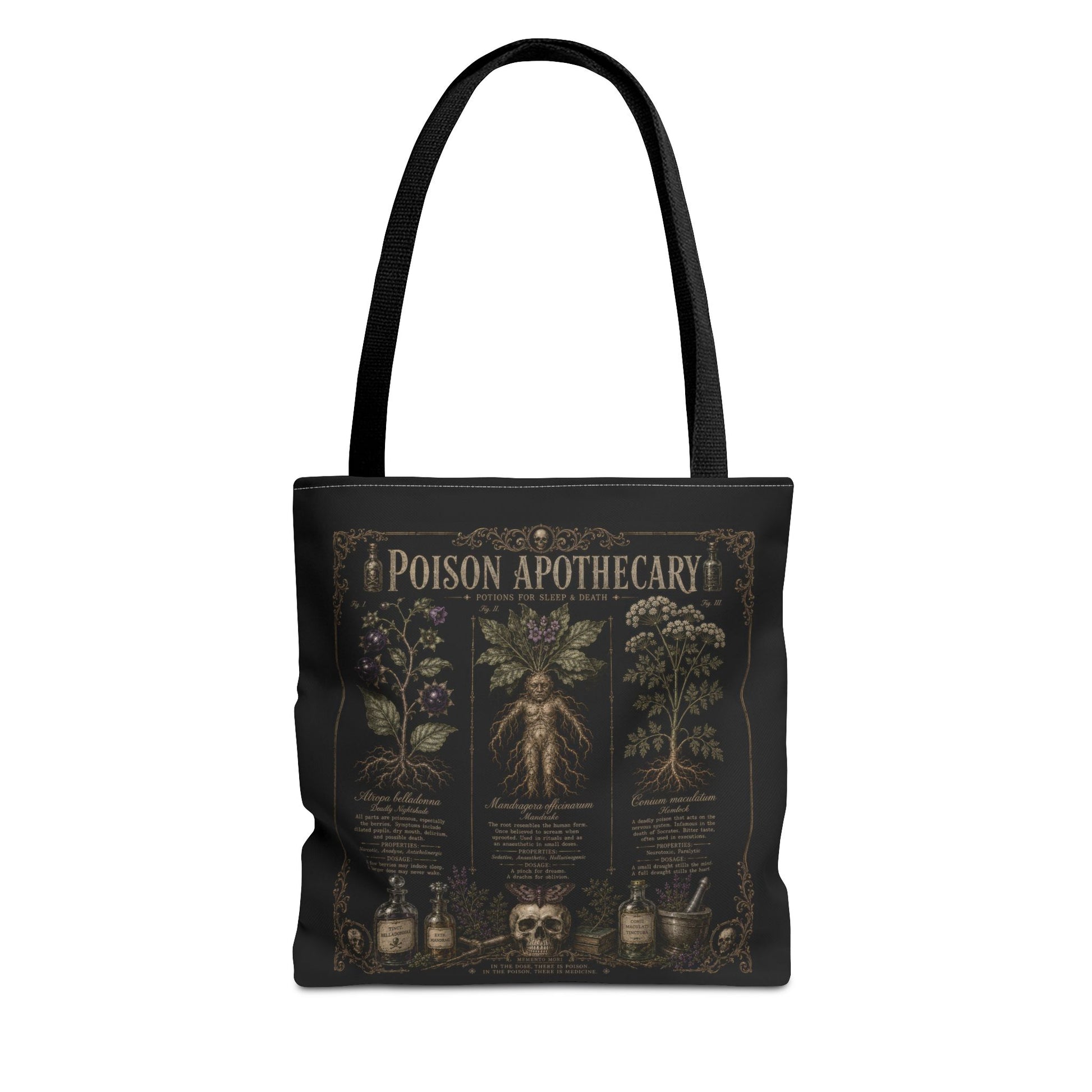 Black tote bag with 'Aphelion' logo and text on a white background