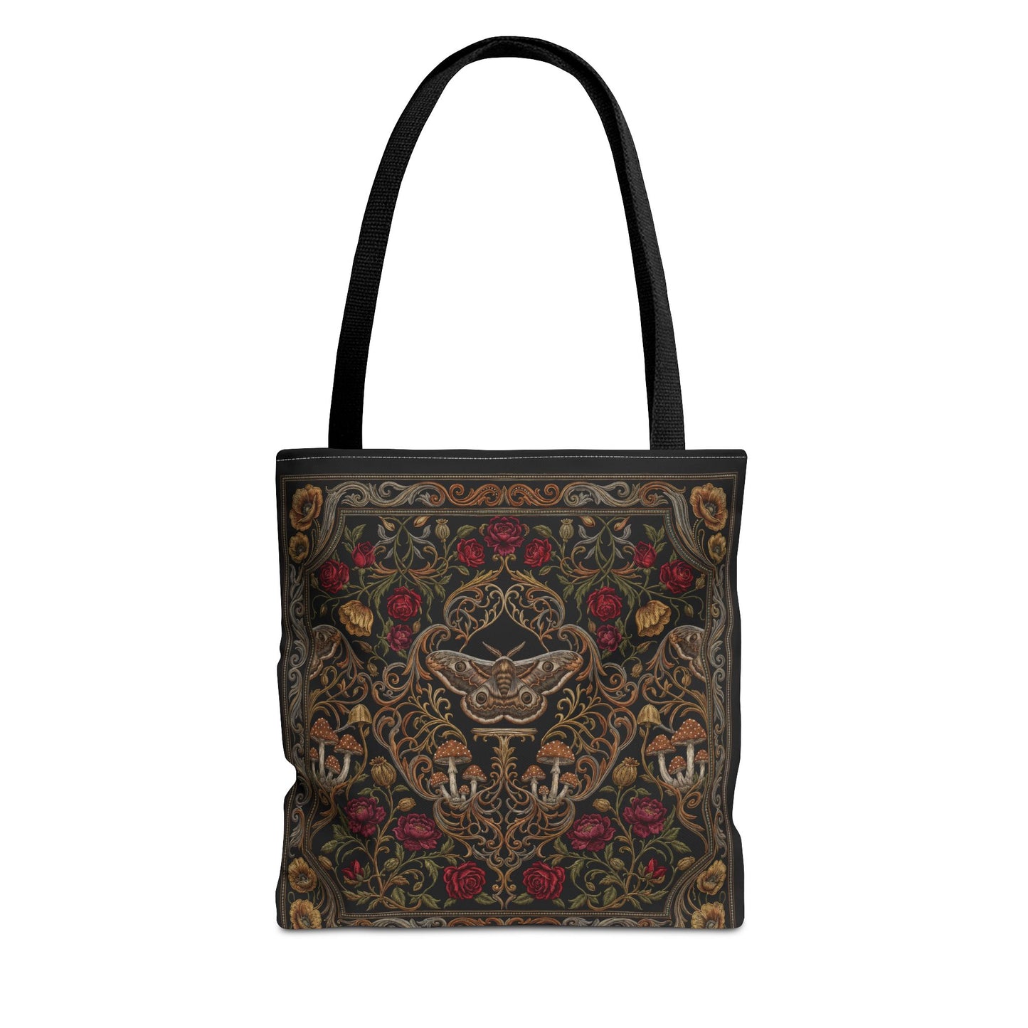 Gothic Rose Tote Bag – Vintage Floral Filigree Print | Black