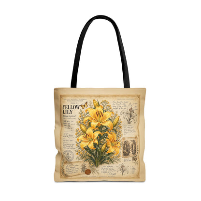 Yellow Lily Botanical Vintage Tote Bag