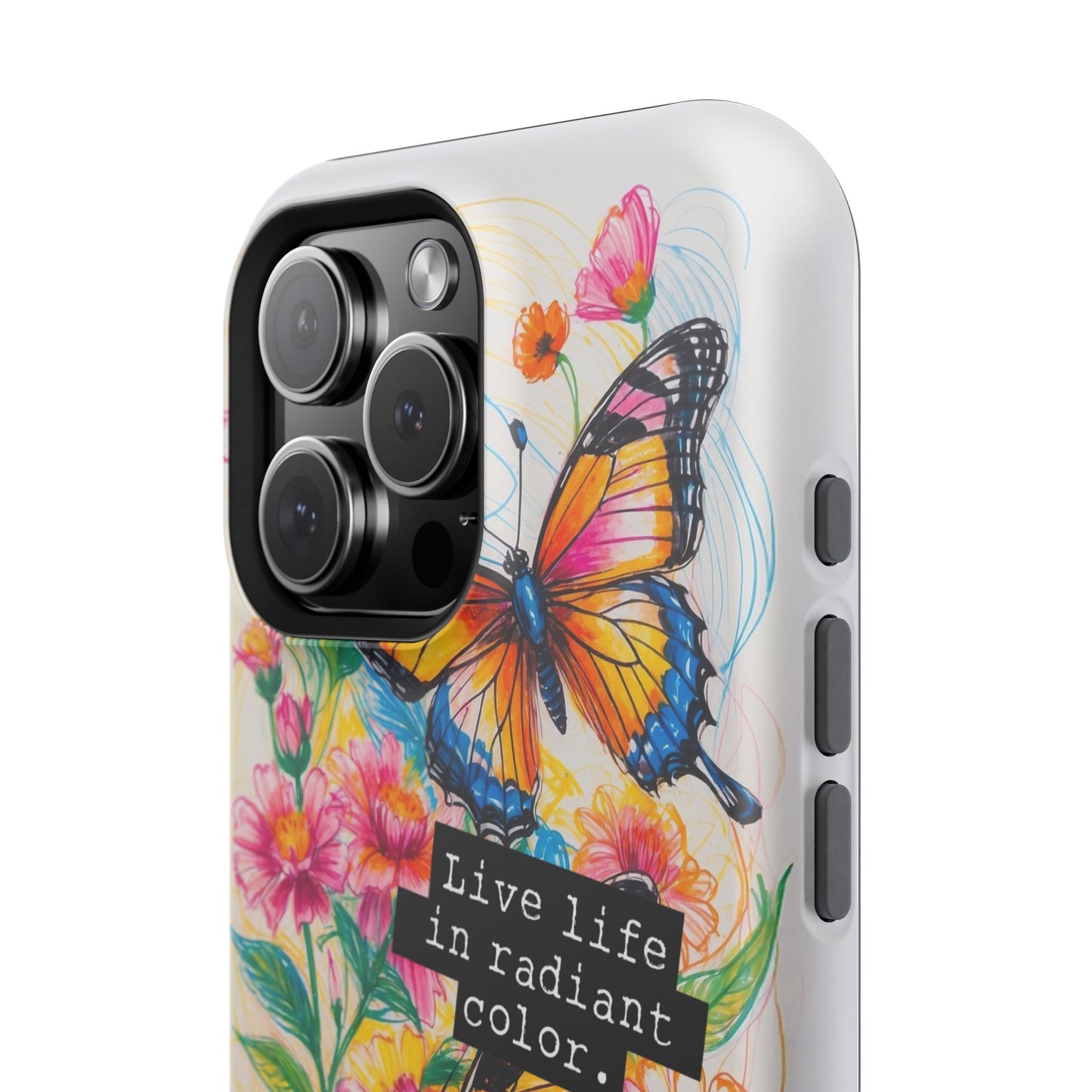 iPhone Cases - Colorful Butterfly and Flower Sketch - Impact - Resistant Cases - LucyKay store