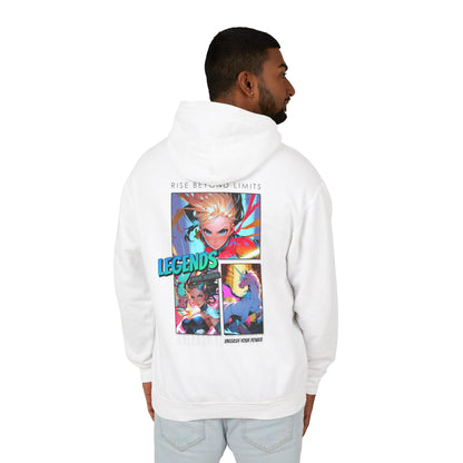 Legends Anime Collage Hoodie | Rise Beyond Limits Graphic Sweatshirt - LucyKay store