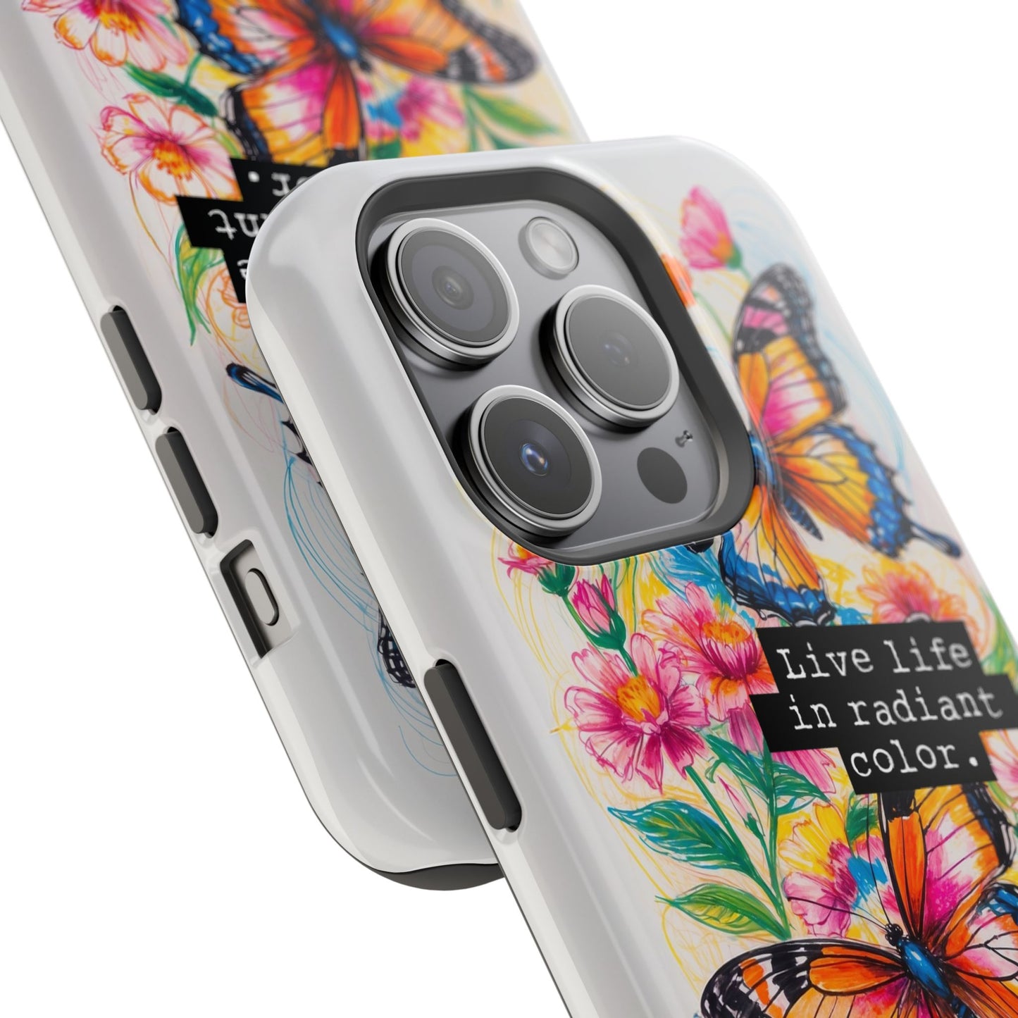 iPhone Cases - Colorful Butterfly and Flower Sketch - Impact - Resistant Cases - LucyKay store