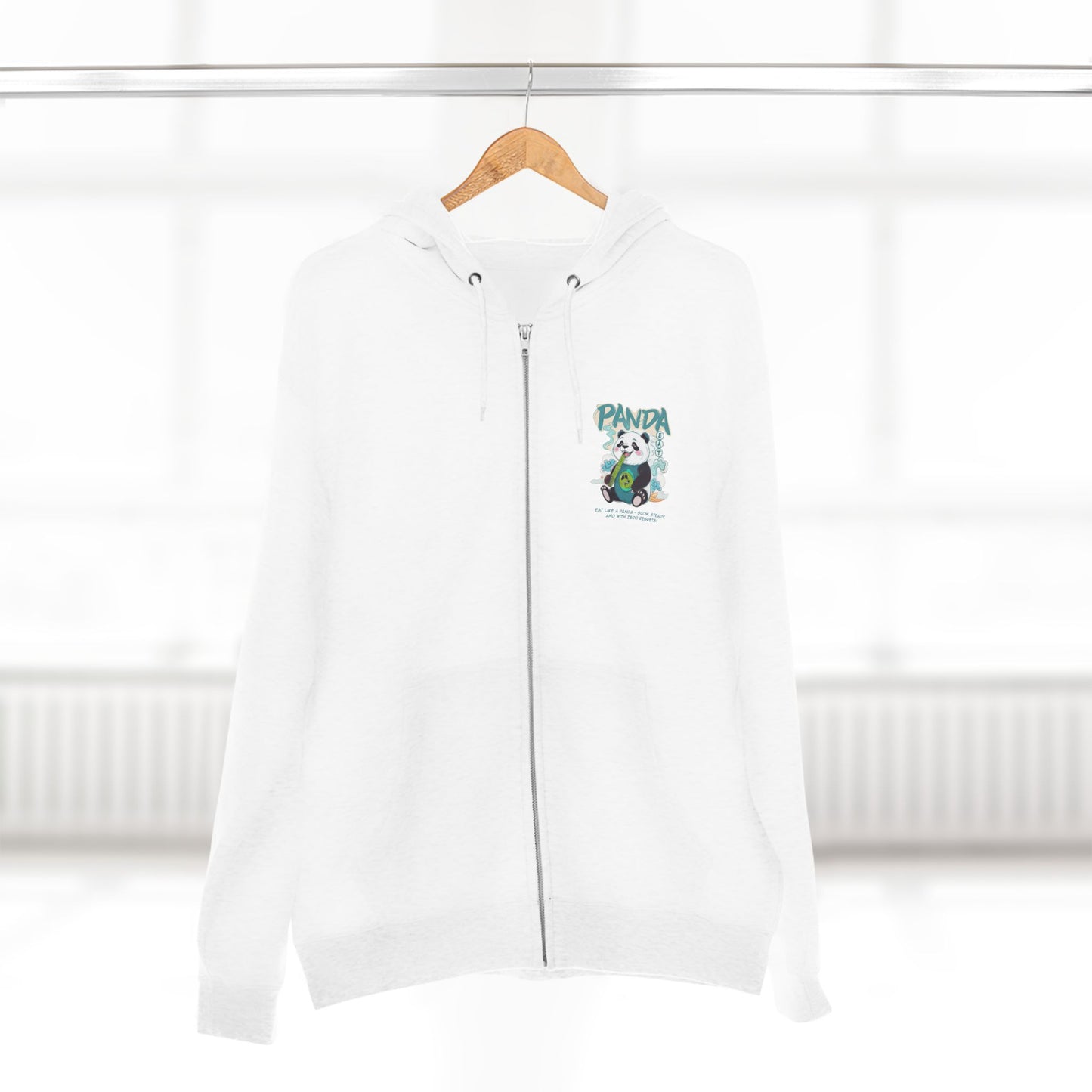 Panda Zip - Up Hoodie | Cute Bamboo Graphic White Sweatshirt - LucyKay store