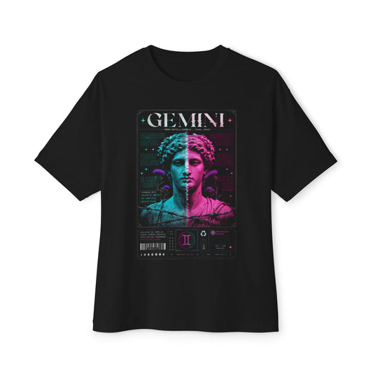 Vintage Neon Zodiac Tee — Gemini Statue Graphic T-Shirt