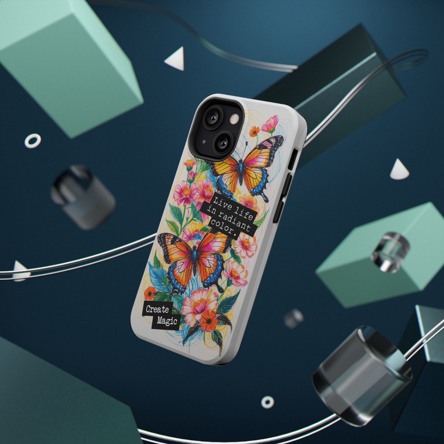 iPhone Cases - Colorful Butterfly and Flower Sketch - Impact - Resistant Cases - LucyKay store