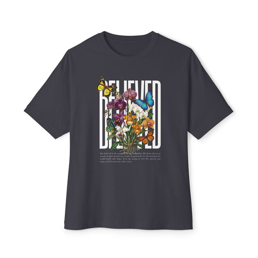 Botanical Butterflies Oversized Tee - Floral Graphic T-Shirt - LucyKay store