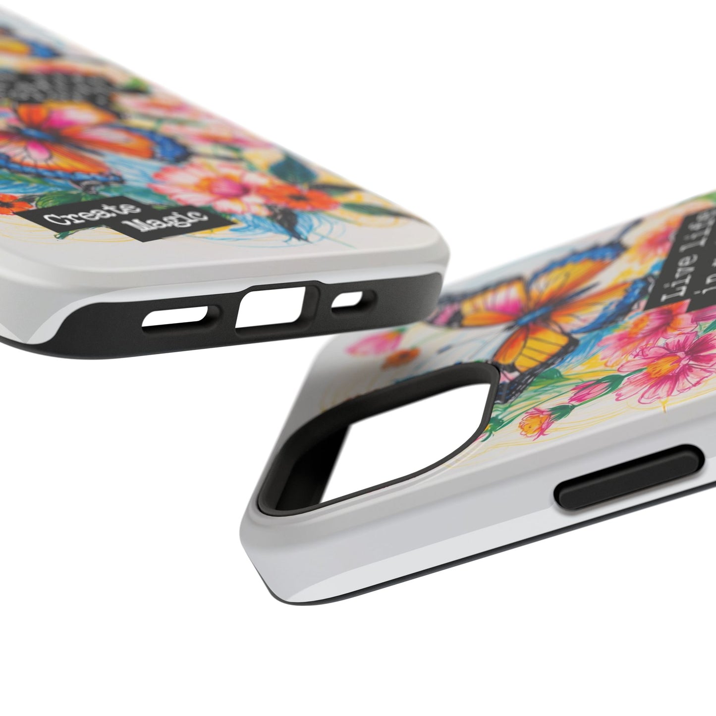iPhone Cases - Colorful Butterfly and Flower Sketch - Impact - Resistant Cases - LucyKay store