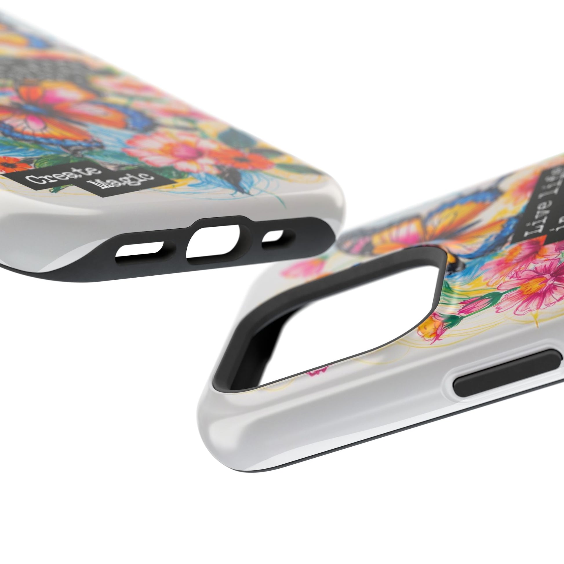 iPhone Cases - Colorful Butterfly and Flower Sketch - Impact - Resistant Cases - LucyKay store