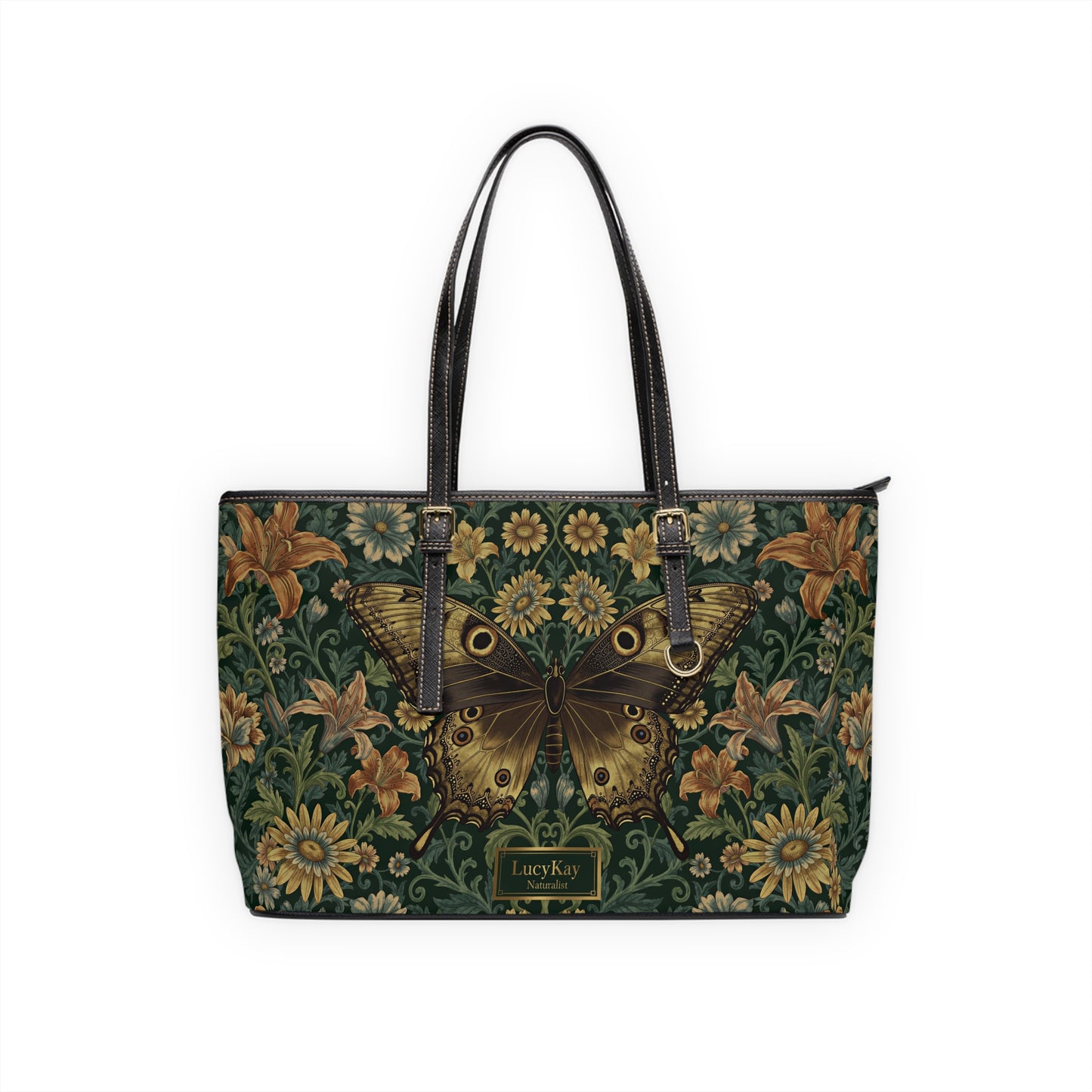 Butterfly Floral PU Leather Shoulder Bag – Vintage Tote - LucyKay store