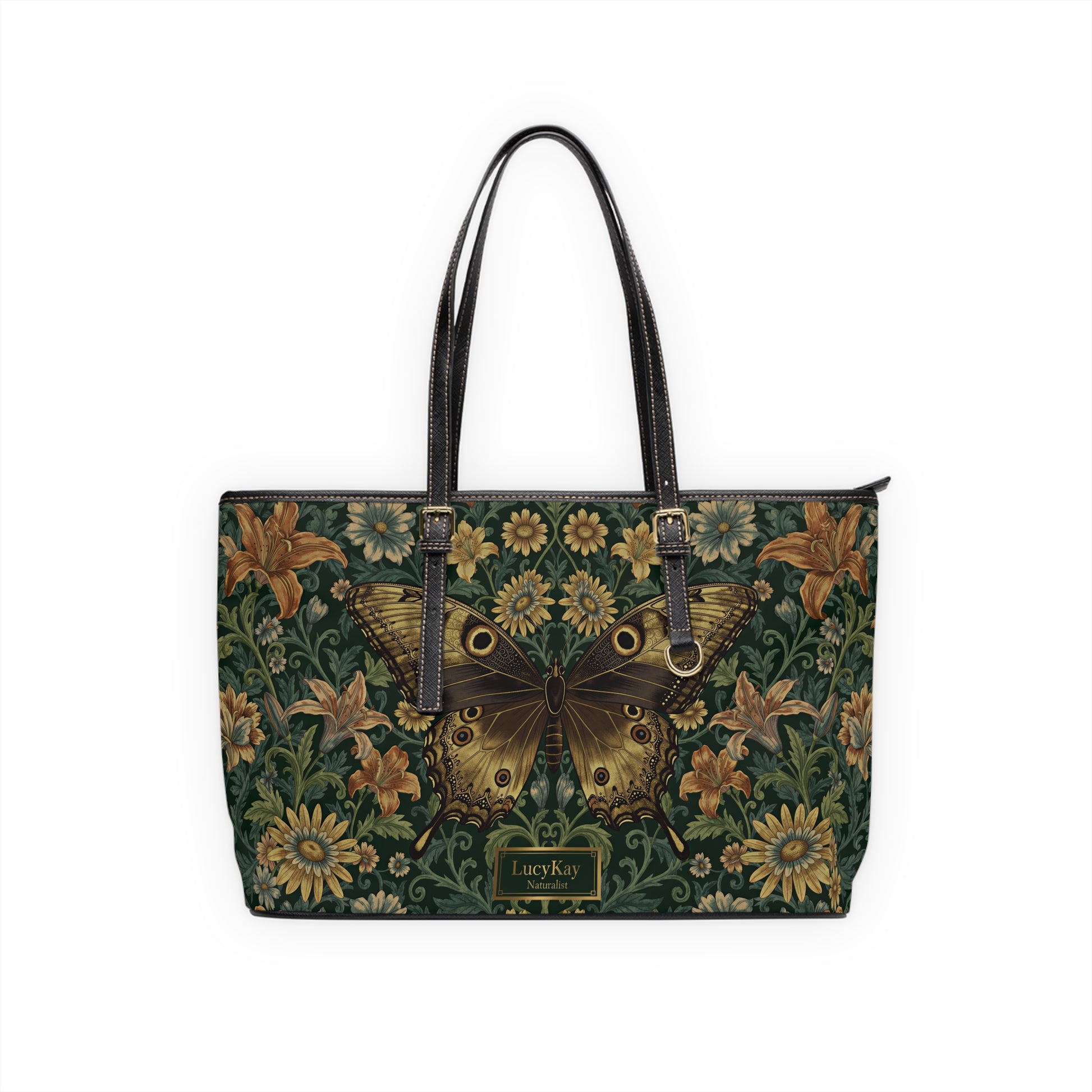 Butterfly Floral PU Leather Shoulder Bag – Vintage Tote - LucyKay store
