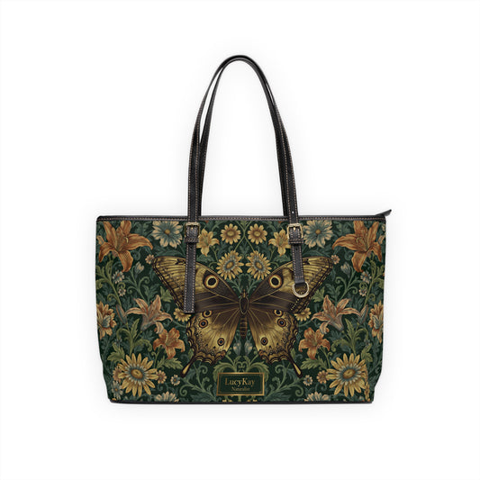 Butterfly Floral PU Leather Shoulder Bag – Vintage Tote - LucyKay store