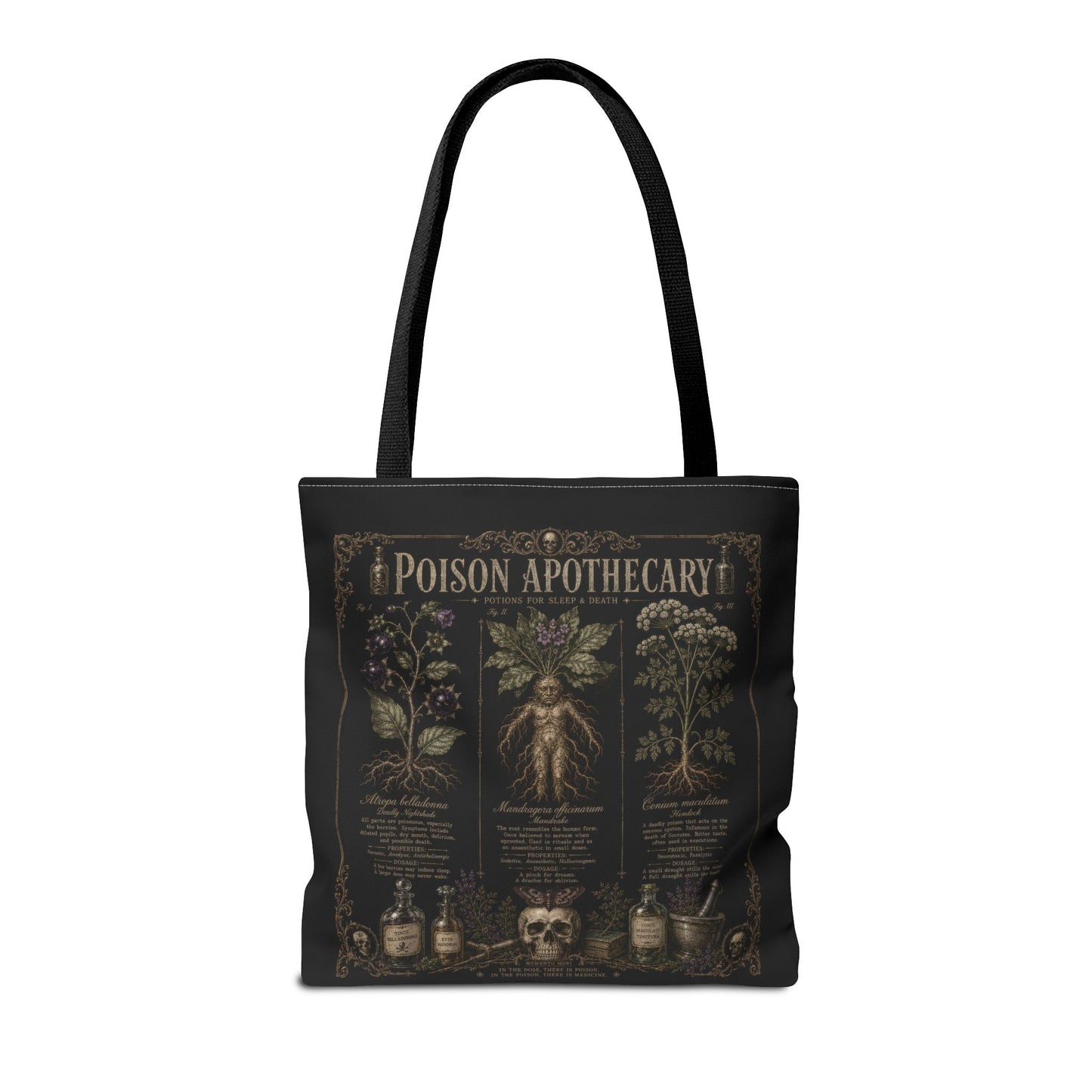 Witchy Botanical Tote Bag – Vintage Apothecary Herb Illustration