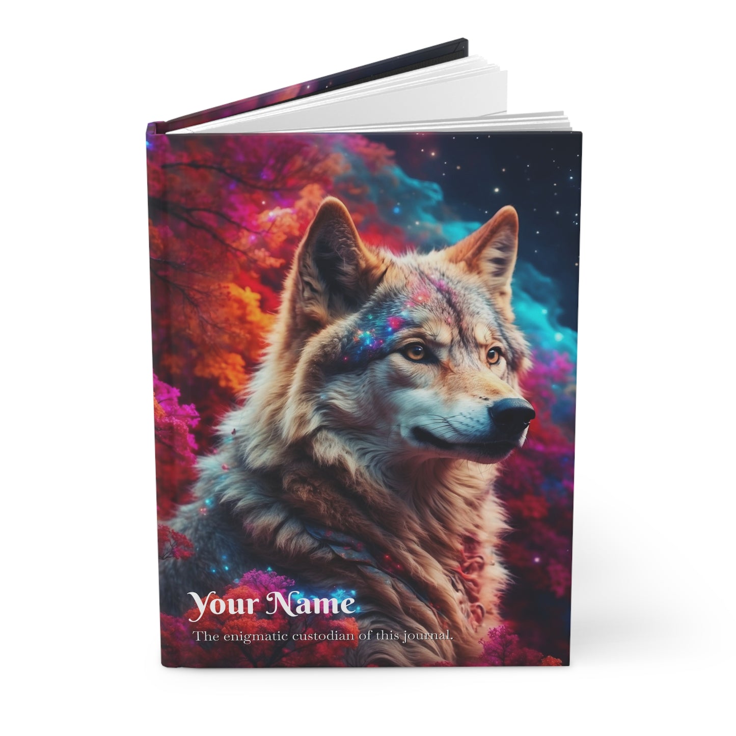 Personalized Nature A5 Notebook, Animal Art Gift - Celestial Wolf Journal - LucyKay store