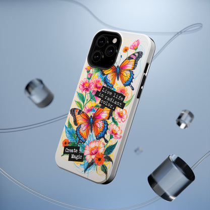 iPhone Cases - Colorful Butterfly and Flower Sketch - Impact - Resistant Cases - LucyKay store
